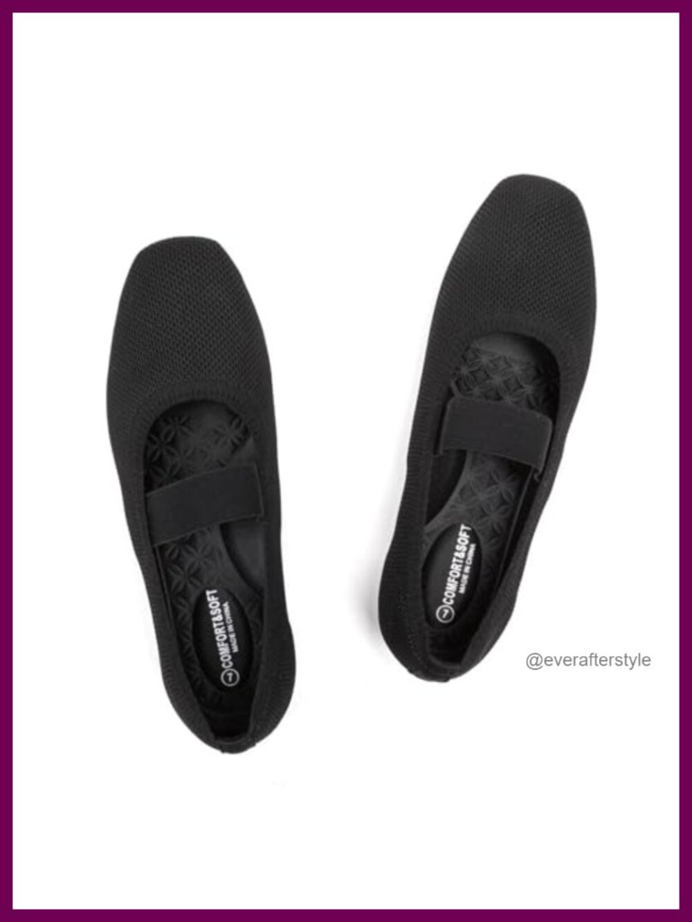 Knitted Fabric Square Toe Ballet Flats with Elastic Straps Slip On